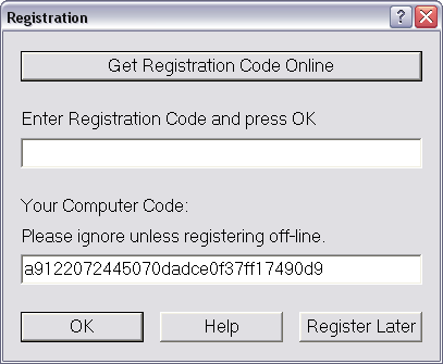 Registration screen